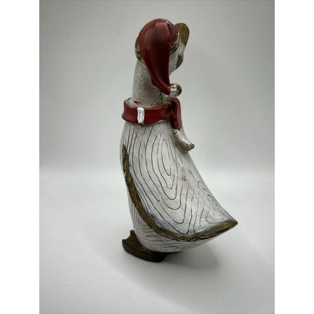 Tii Collections Christmas Goose with Scarf Figurine Resin~Wood Grain Look - Picture 5 of 12